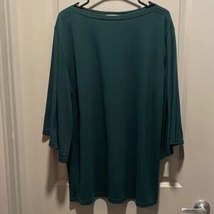 Amaryllis Dark Green Bell Sleeve Top | Plus Size 2X | Feminine & Versatile